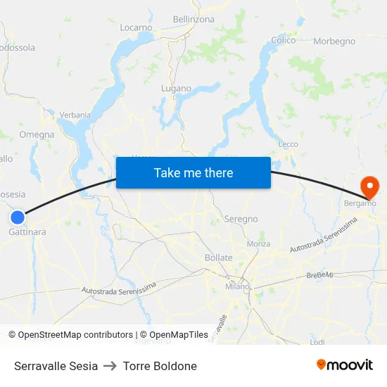 Serravalle Sesia to Torre Boldone map
