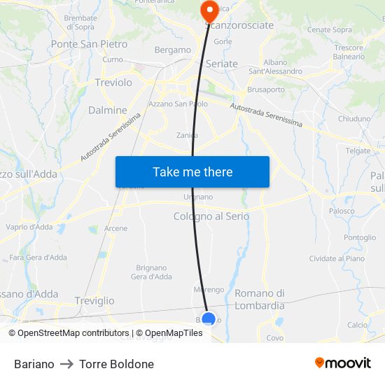 Bariano to Torre Boldone map