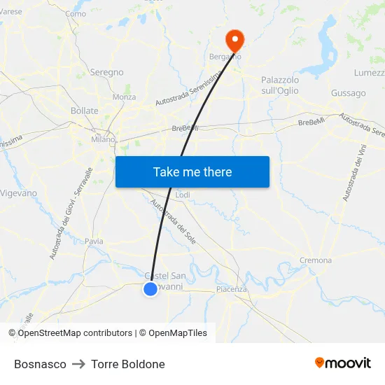Bosnasco to Torre Boldone map