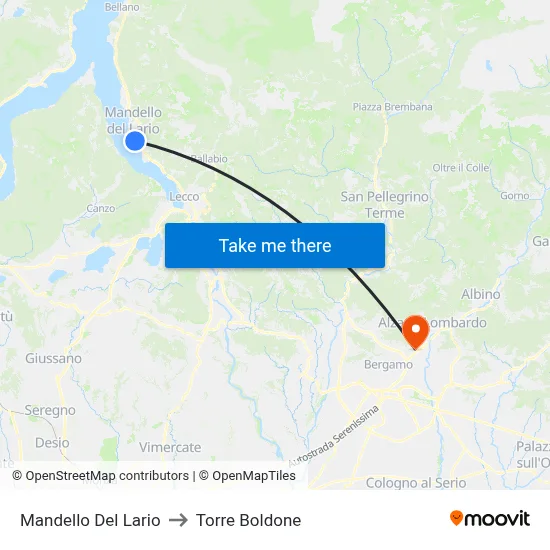 Mandello Del Lario to Torre Boldone map