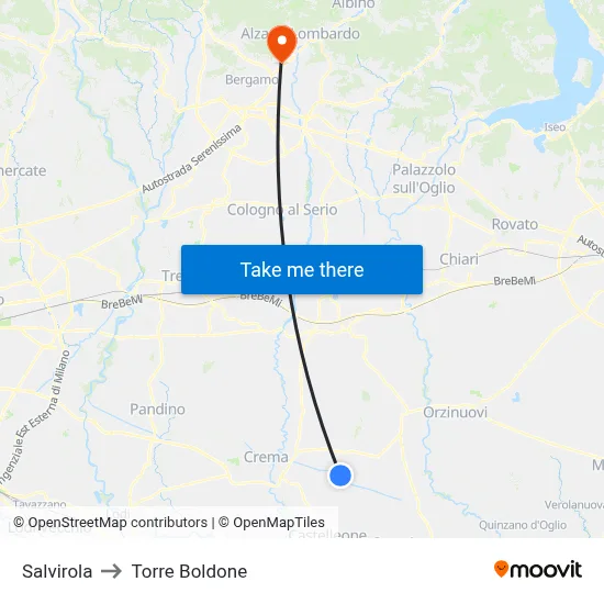 Salvirola to Torre Boldone map