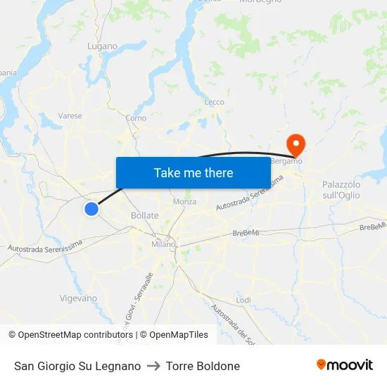 San Giorgio Su Legnano to Torre Boldone map