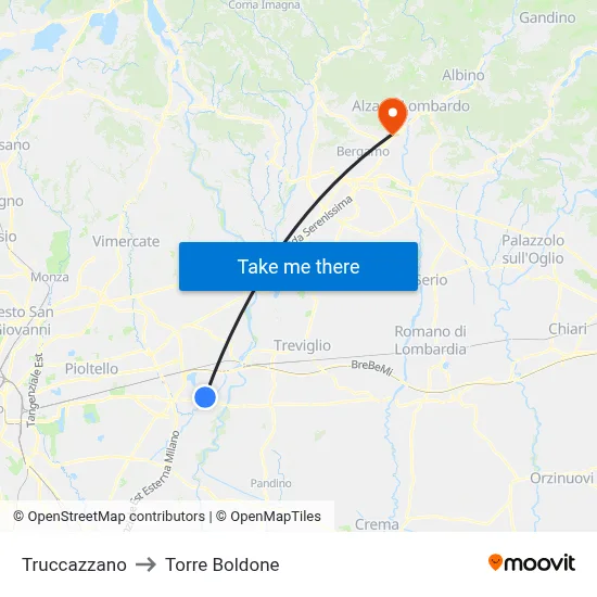 Truccazzano to Torre Boldone map