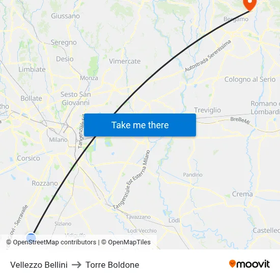 Vellezzo Bellini to Torre Boldone map