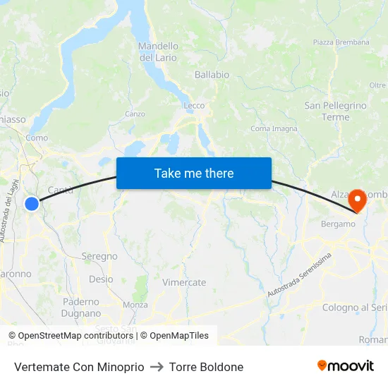 Vertemate Con Minoprio to Torre Boldone map