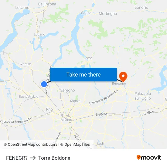 Fenegro to Torre Boldone map