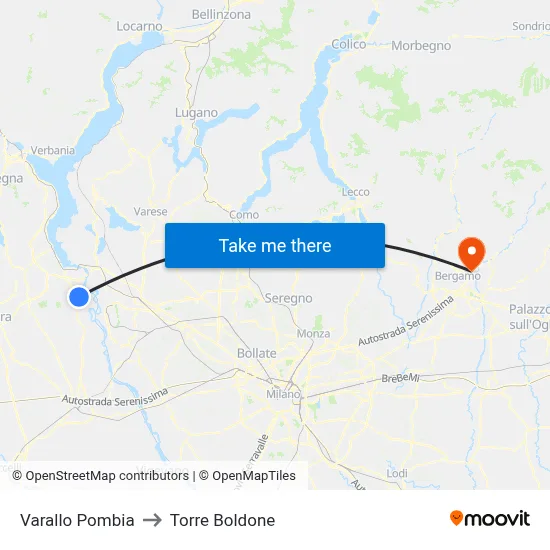 Varallo Pombia to Torre Boldone map