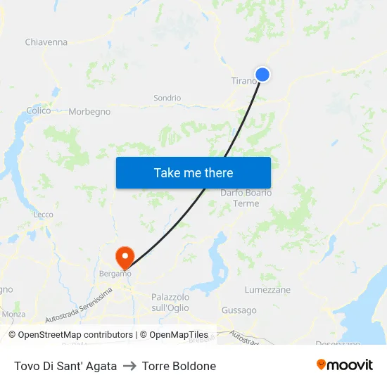 Tovo Di Sant' Agata to Torre Boldone map
