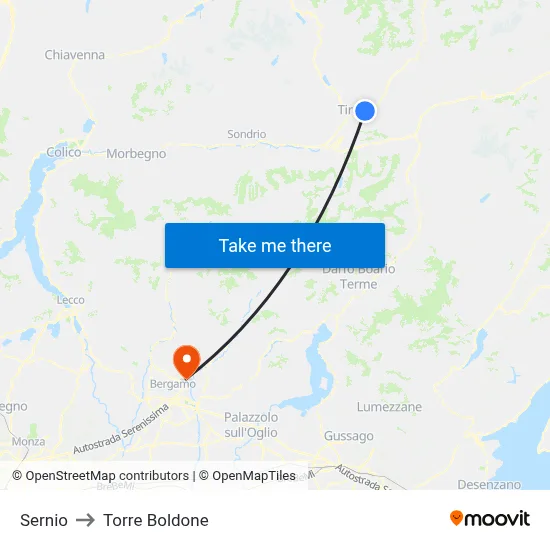 Sernio to Torre Boldone map