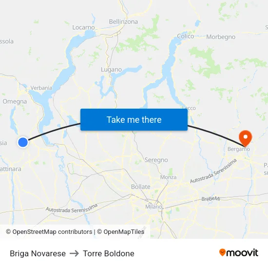 Briga Novarese to Torre Boldone map