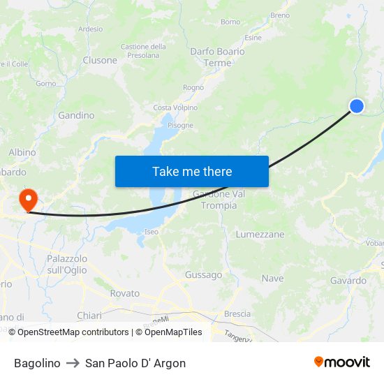 Bagolino to San Paolo D' Argon map