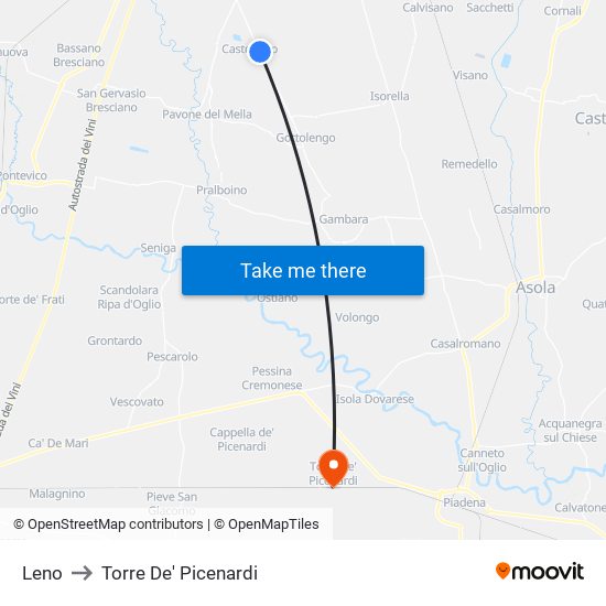 Leno to Torre De' Picenardi map
