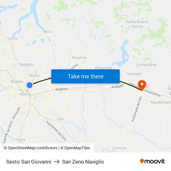 Sesto San Giovanni to San Zeno Naviglio map