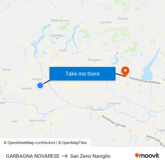 GARBAGNA NOVARESE to San Zeno Naviglio map