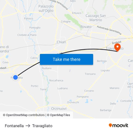 Fontanella to Travagliato map