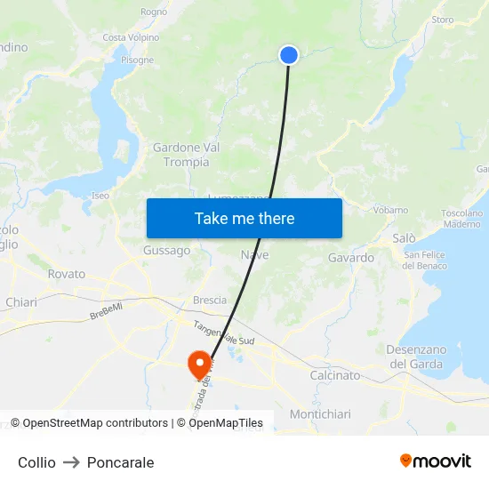 Collio to Poncarale map