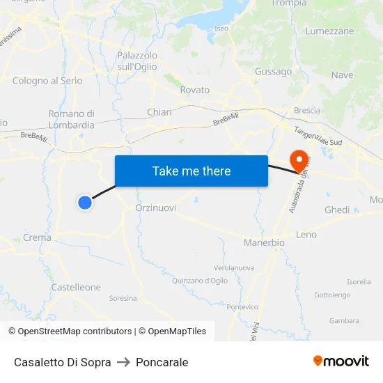Casaletto Di Sopra to Poncarale map