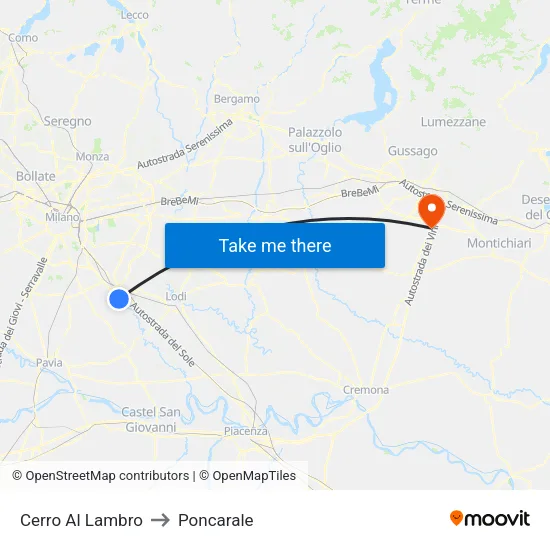 Cerro Al Lambro to Poncarale map