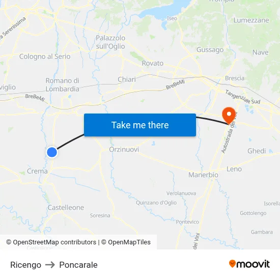 Ricengo to Poncarale map