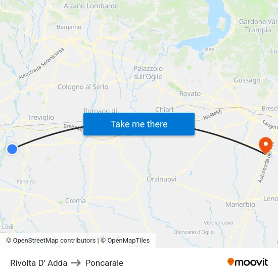 Rivolta d'Adda to Poncarale map