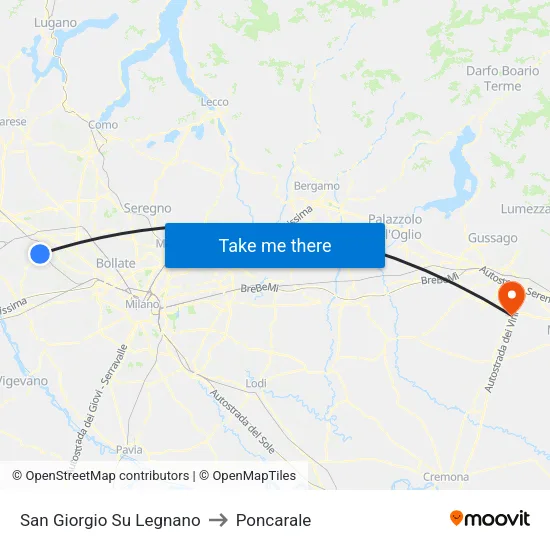 San Giorgio Su Legnano to Poncarale map