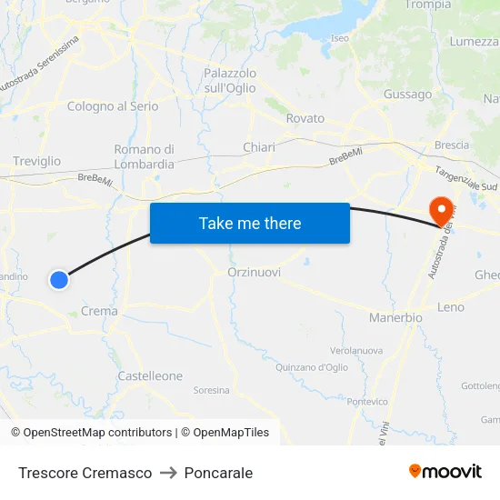 Trescore Cremasco to Poncarale map