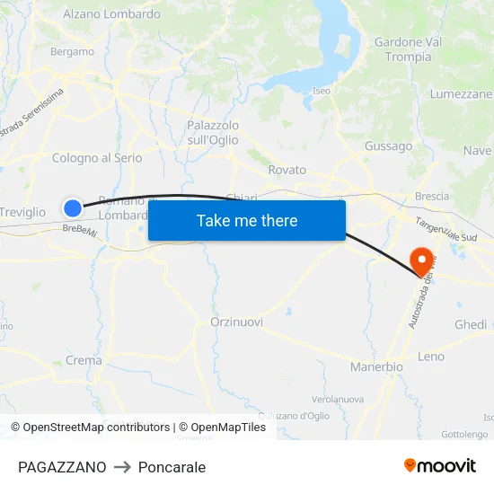 PAGAZZANO to Poncarale map