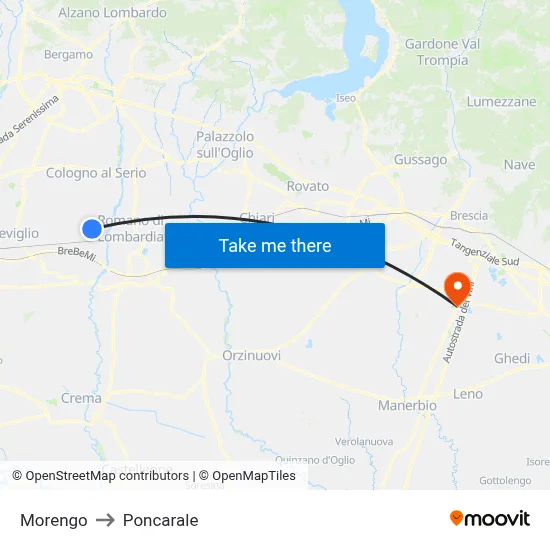 Morengo to Poncarale map