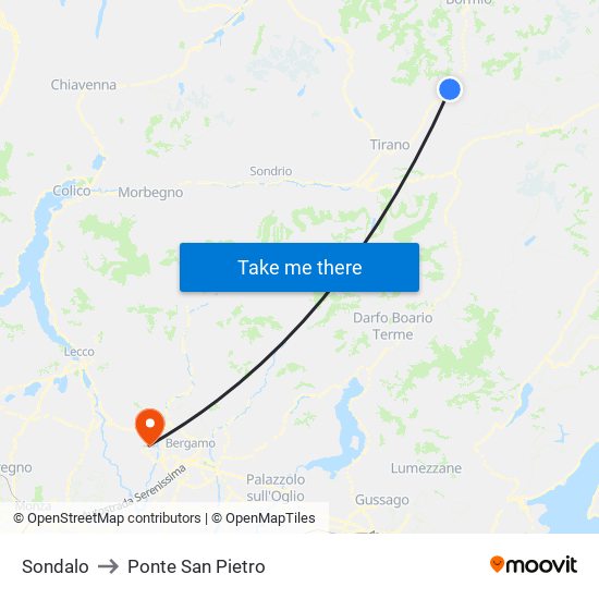 Sondalo to Ponte San Pietro map