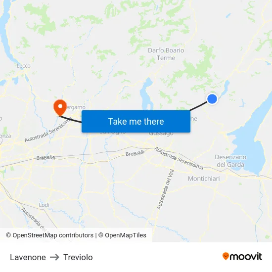 Lavenone to Treviolo map