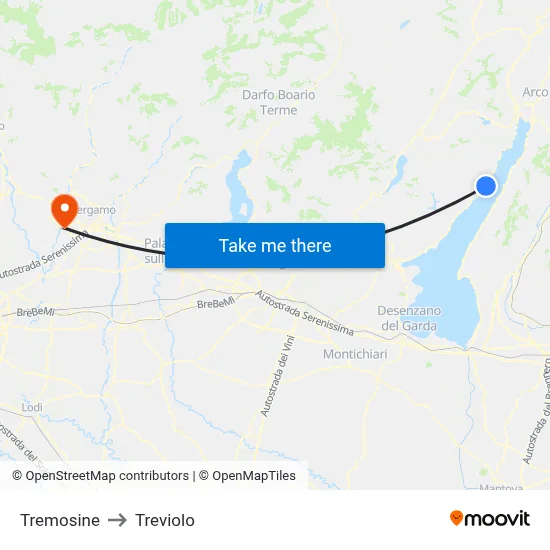 Tremosine to Treviolo map