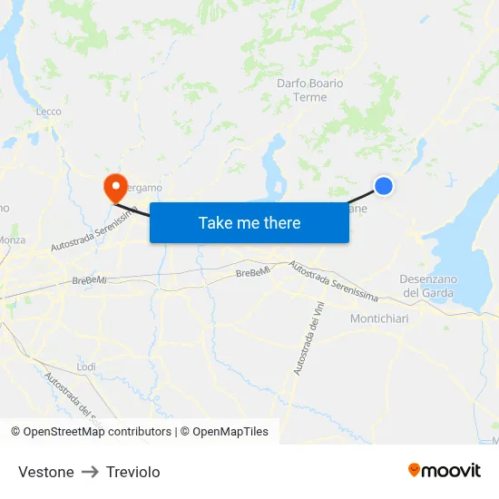 Vestone to Treviolo map