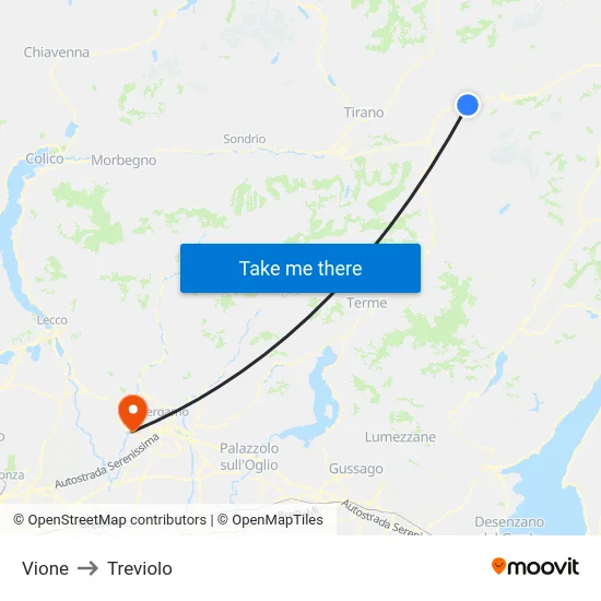 Vione to Treviolo map