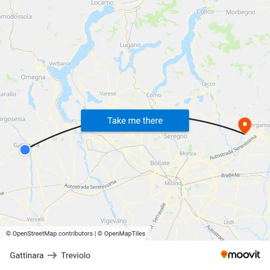 Gattinara to Treviolo map