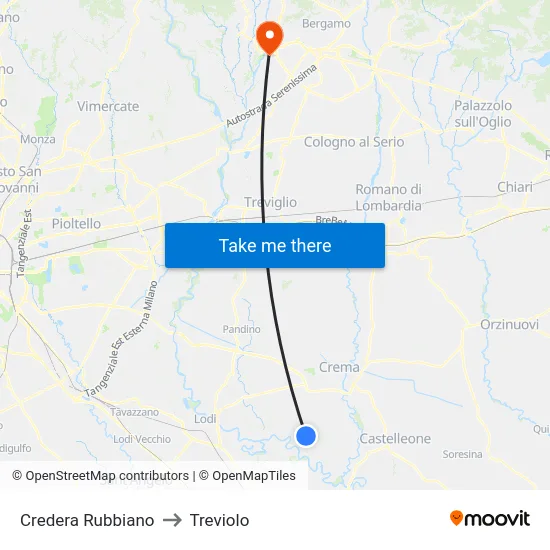 Credera Rubbiano to Treviolo map