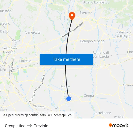 Crespiatica to Treviolo map