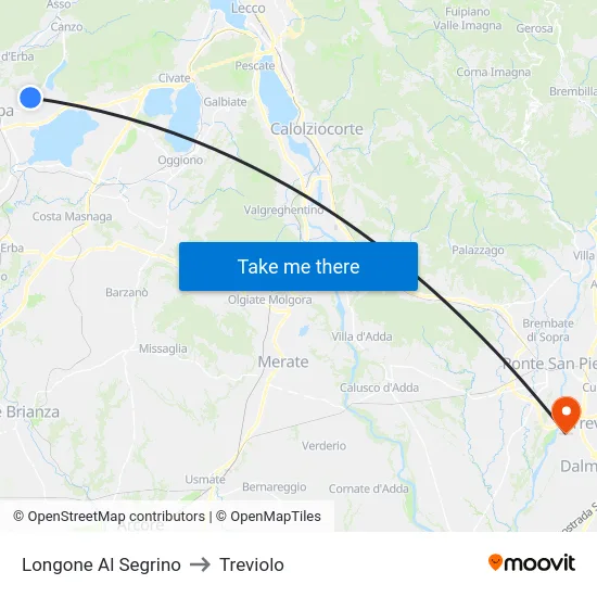 Longone Al Segrino to Treviolo map