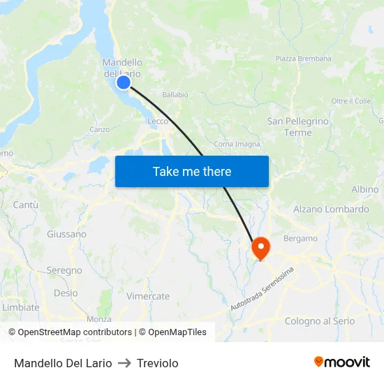 Mandello Del Lario to Treviolo map