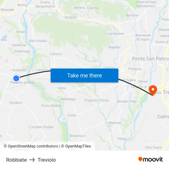 Robbiate to Treviolo map