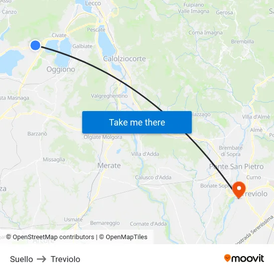 Suello to Treviolo map