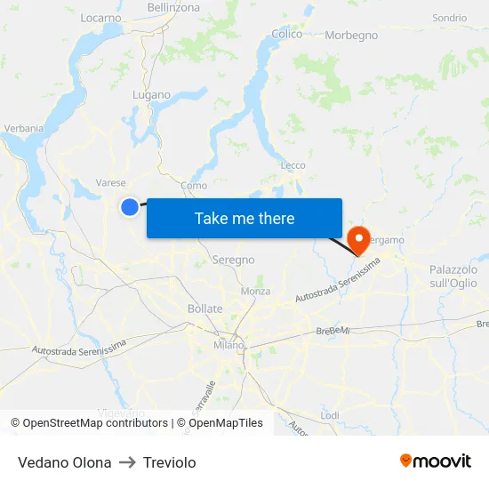 Vedano Olona to Treviolo map