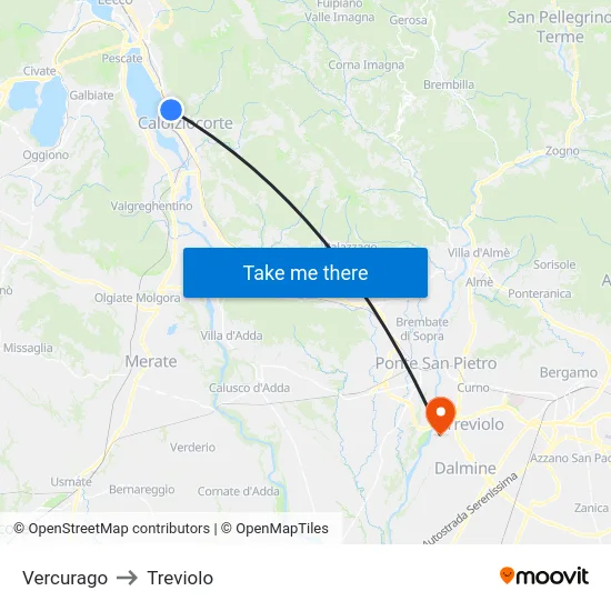Vercurago to Treviolo map