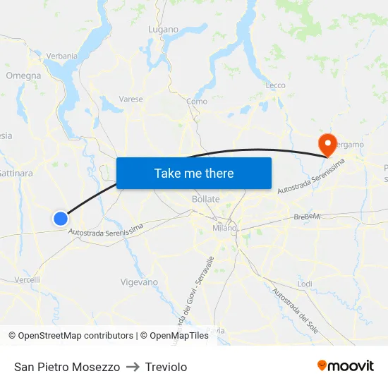 San Pietro Mosezzo to Treviolo map