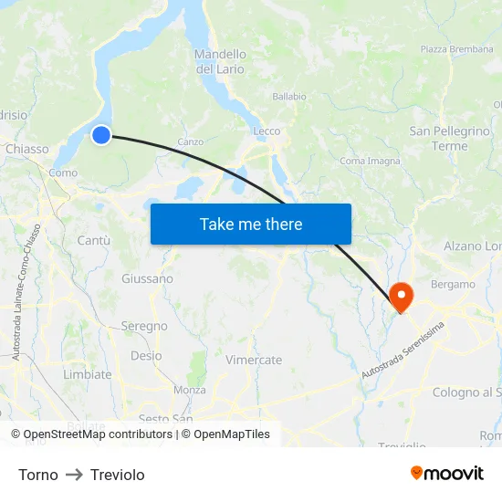 Torno to Treviolo map