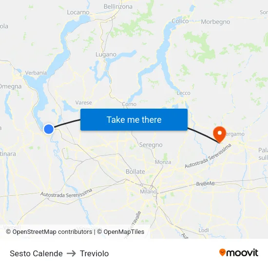 Sesto Calende to Treviolo map