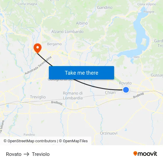 Rovato to Treviolo map