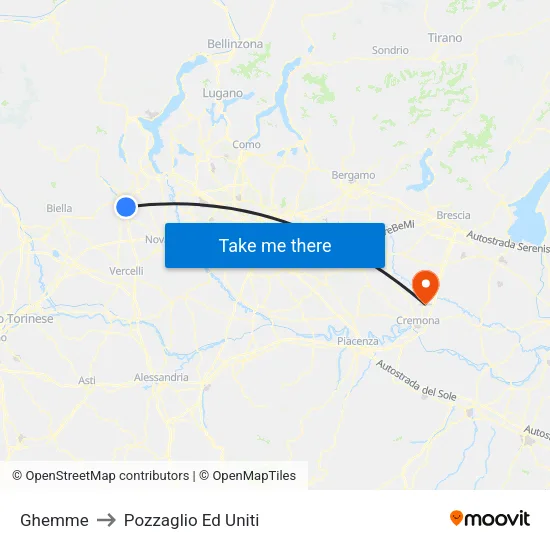 Ghemme to Pozzaglio Ed Uniti map