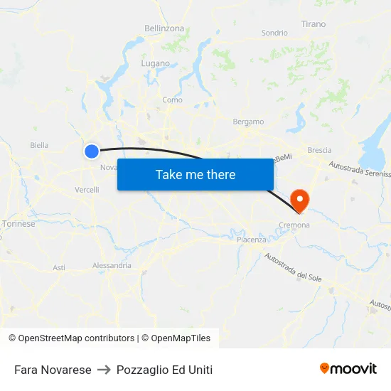 Fara Novarese to Pozzaglio Ed Uniti map