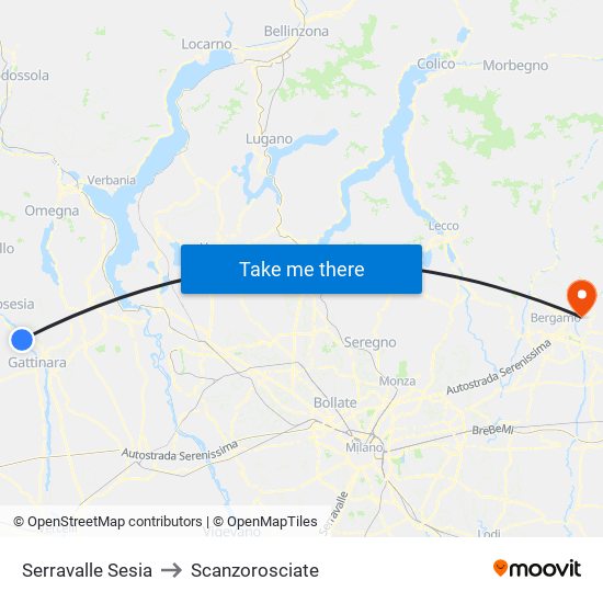 Serravalle Sesia to Scanzorosciate map