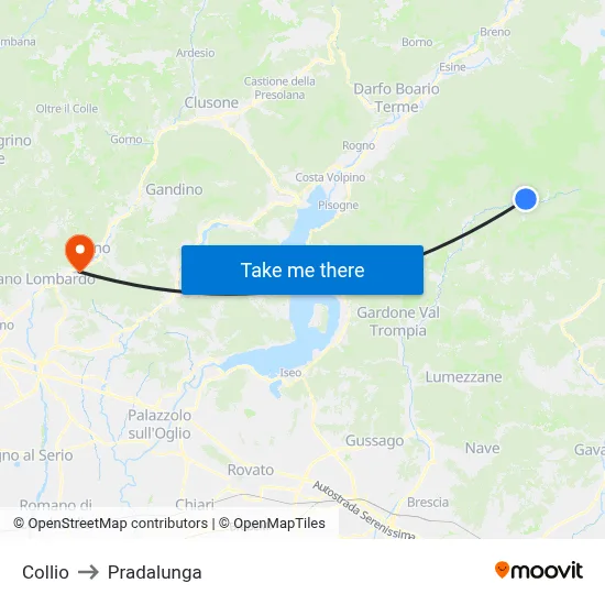 Collio to Pradalunga map